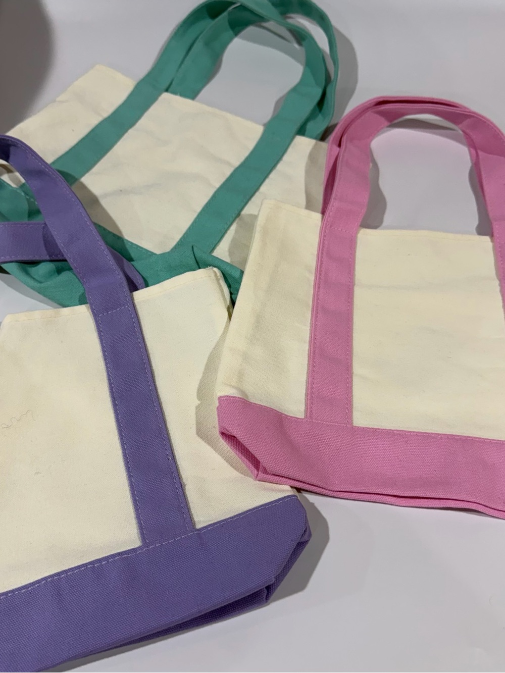 Trader Joe's Canvas Tote Set - Pink, Mint, Lavender Trim - Picture 6 of 6